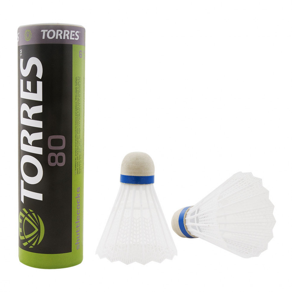 Воланы для бадминтона TORRES 80 (6 шт)