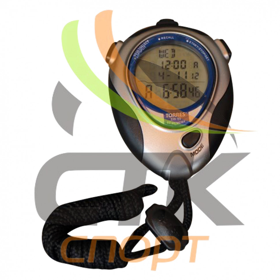 Секундомер электронный TORRES Professional Stopwatch 80 ячеек памяти