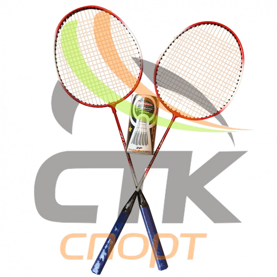 Набор для бадминтона 2 ракетки и 3 волана в чехле на молнии