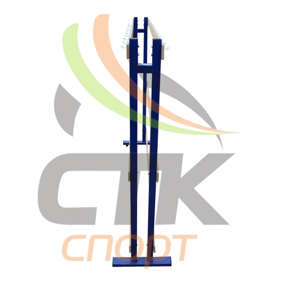 Стойка для лыж двухсторонняя на колесах с крючками