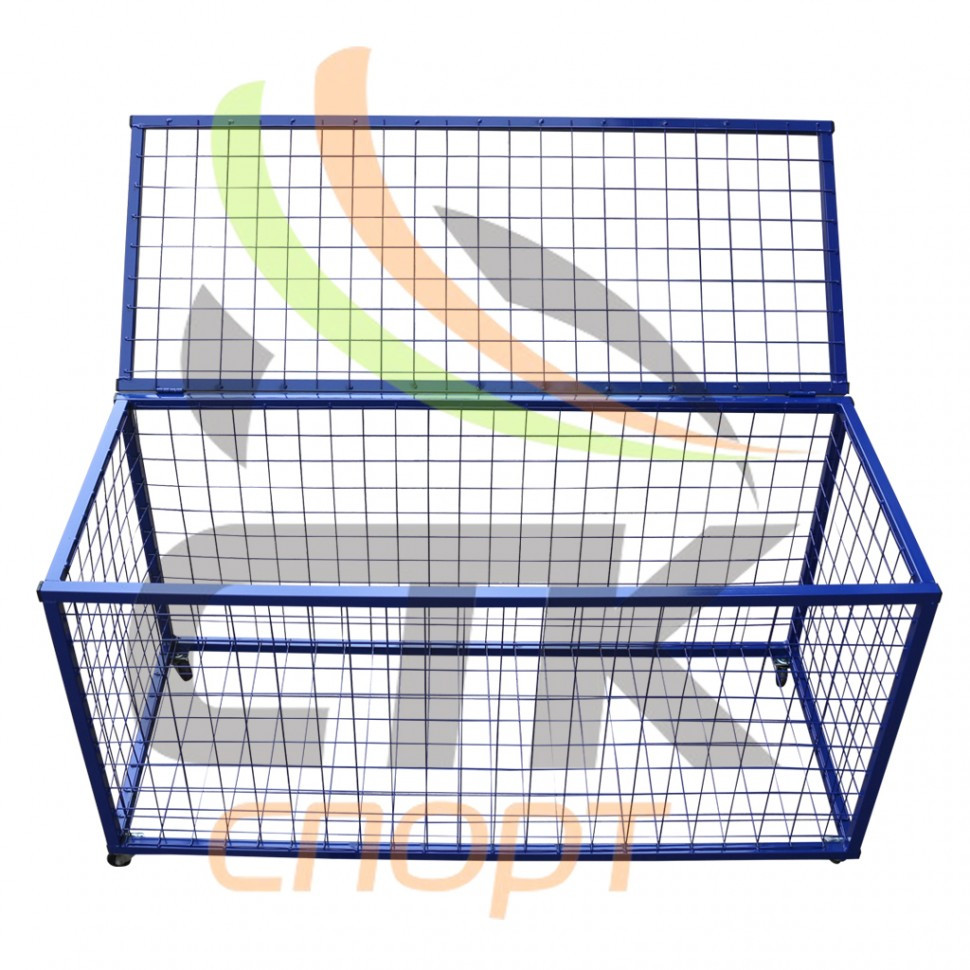 Тележка из металлической сетки для хранения мячей и спортинвентаря на колесиках